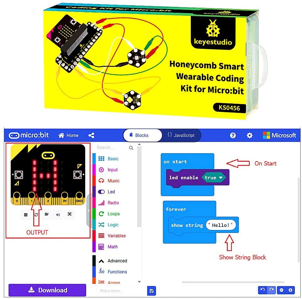ערכת אלקטרוניקה ניתנת לתכנות לילדים עם כרטיס מיקרוביט דגם Honeycomb Smart Coding מבית KeyeStudio - 6